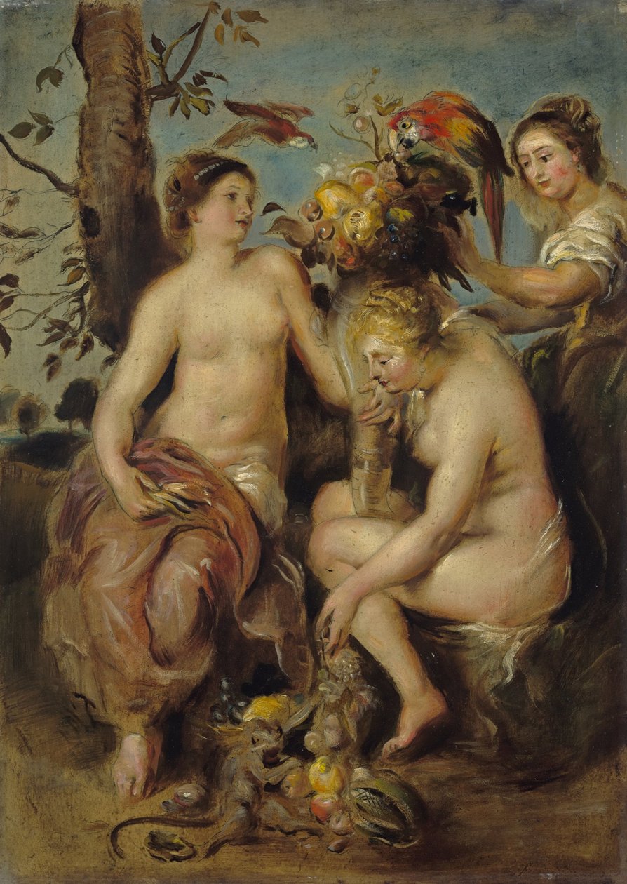 Ceres ja nymfit, kopio Rubensin maalauksen jälkeen Madridissa tekijältä Peter Paul Rubens