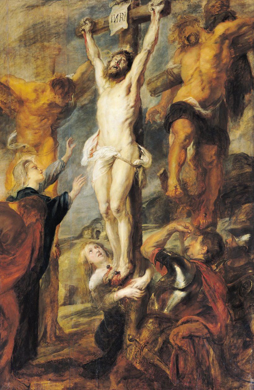 Kristus kahden varkaan välissä, n. 1635 tekijältä Peter Paul Rubens
