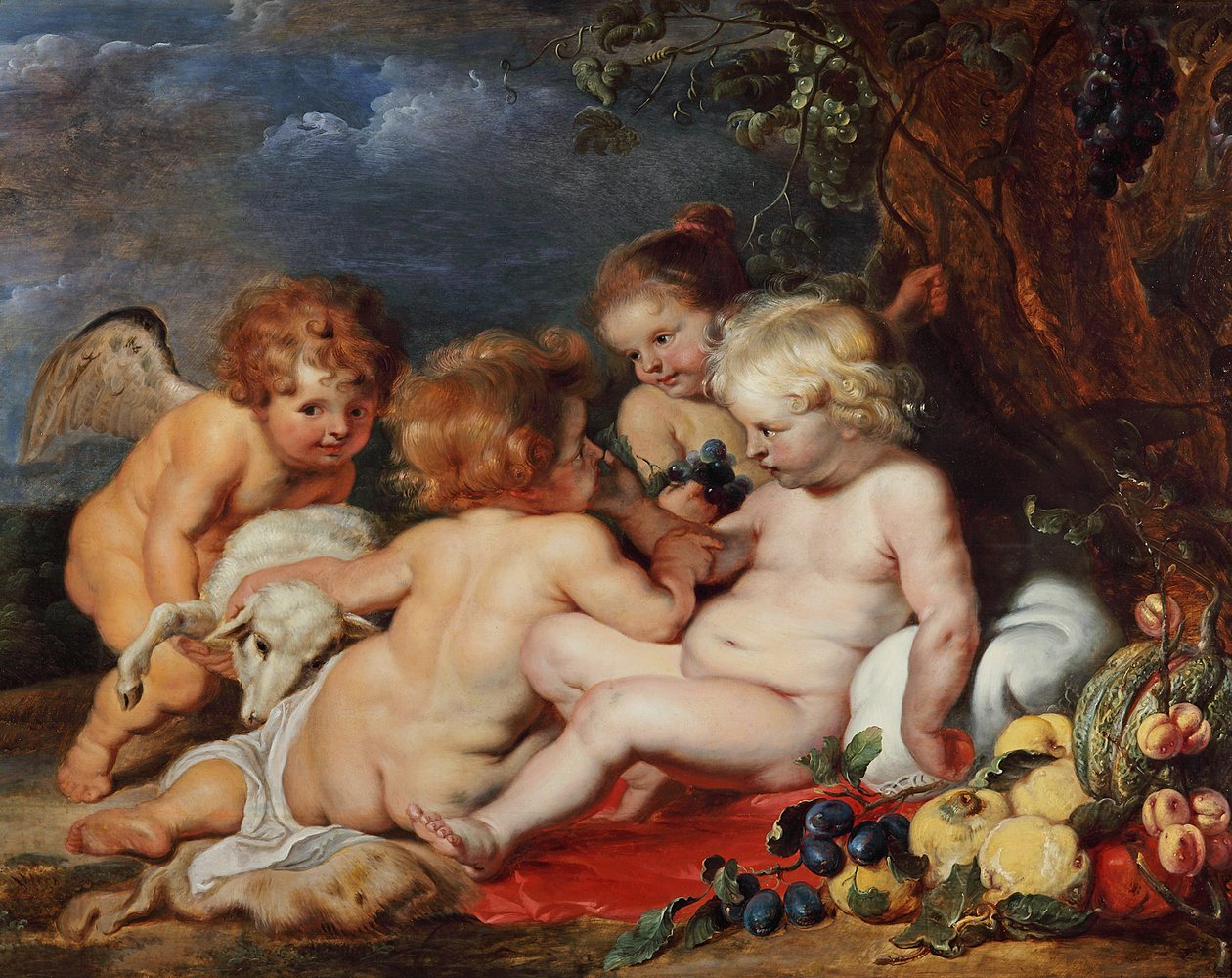 Kristus, Johannes-poika ja enkelit tekijältä Peter Paul Rubens