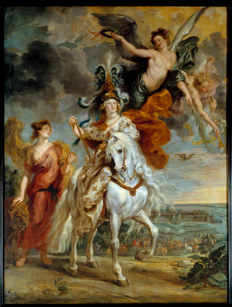 Cycle des Medicis: "" Juliersin voitto 1. syyskuuta 1610"" (tai Marie de Mediciksen matka Ce-sillalle Anjoussa" Kuningatar on edustettuna hevosen selässä. Pierre Paul (Pierre-Paul) Rubensin (tai Peter Paulin) maalaus tai Petrus Paulus) (1577-1640) 16 tekijältä Peter Paul Rubens