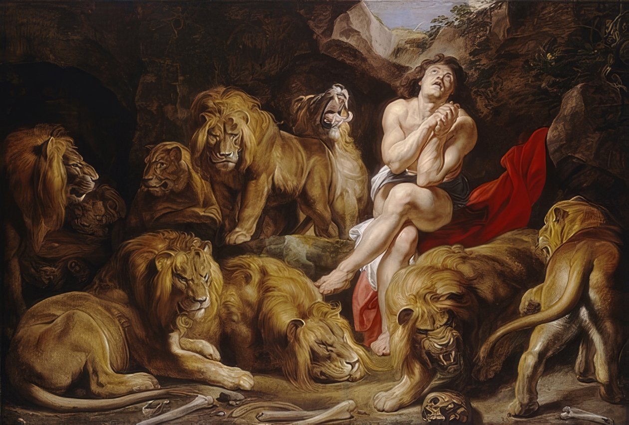 Daniel leijonan luolassa. Noin 1614/16 tekijältä Peter Paul Rubens