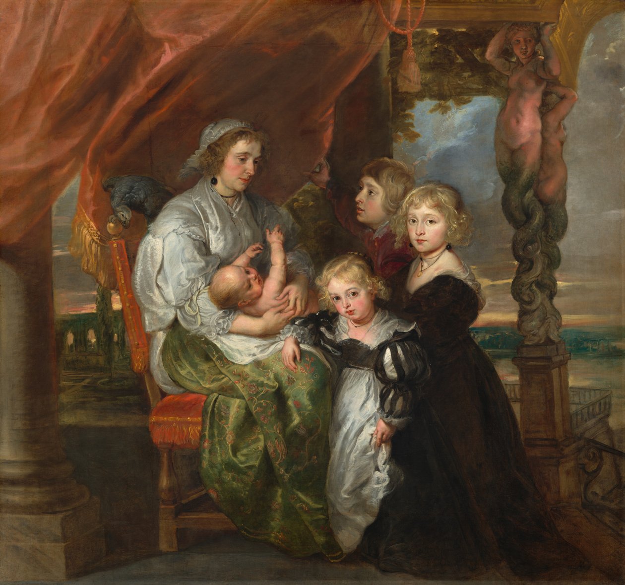Deborah Kip, Sir Balthasar Gerbierin vaimo ja hänen lapsensa, 16291630, muokattu prob. 1640-luvun puolivälissä tekijältä Peter Paul Rubens