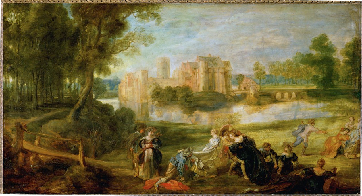 Der Schlosspark, noin 1635 (öljy tammipuulle). tekijältä Peter Paul Rubens