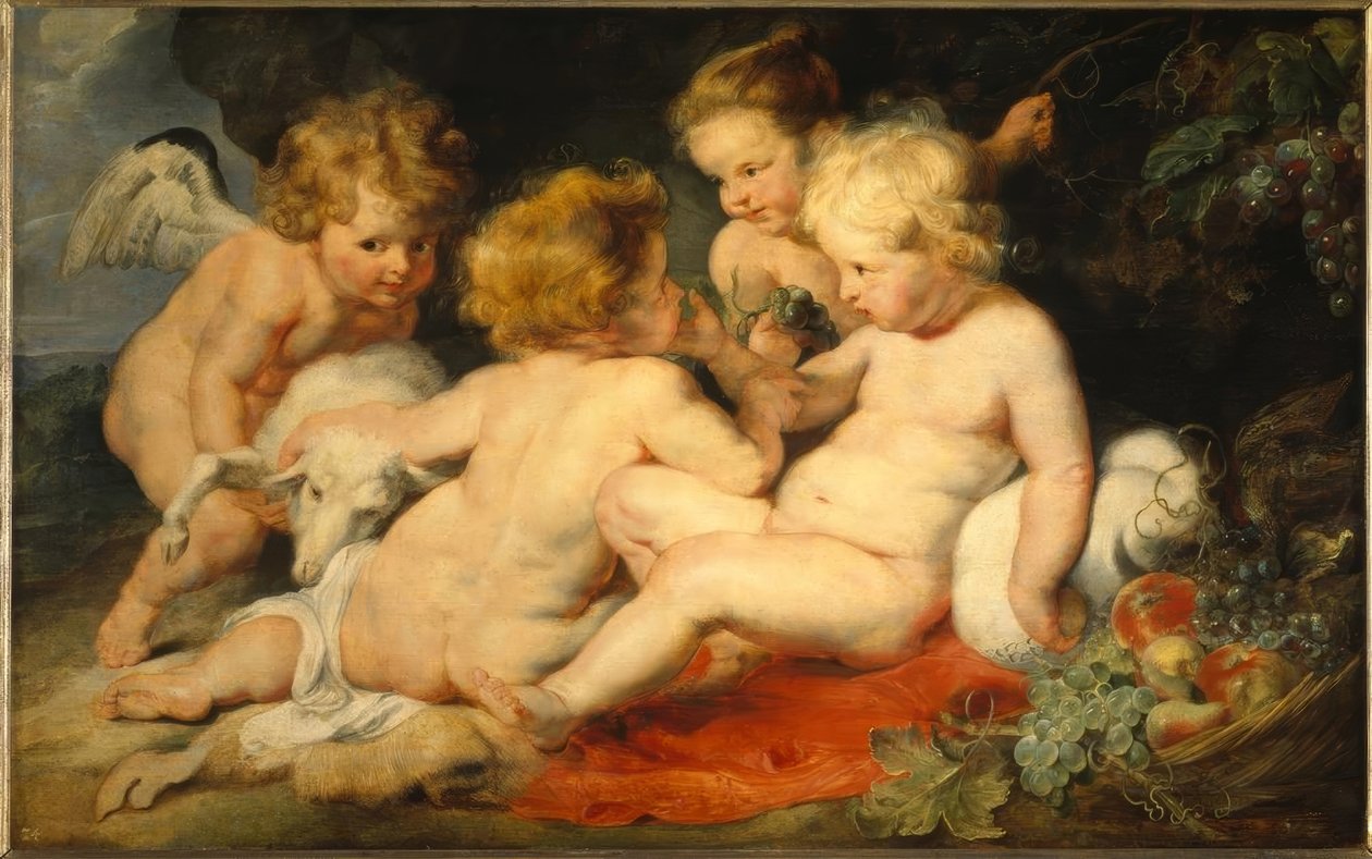 Der kleine Jesus mit dem Johannesknaben und zwei Engeln tekijältä Peter Paul Rubens
