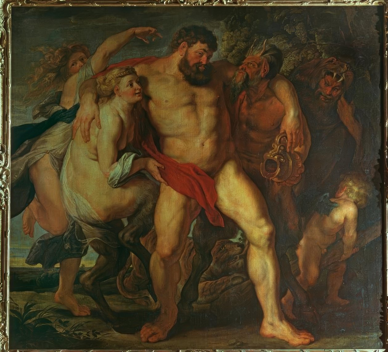 Der trunkene Herkules, von einer Nymphe und einem Satyrn geführt tekijältä Peter Paul Rubens