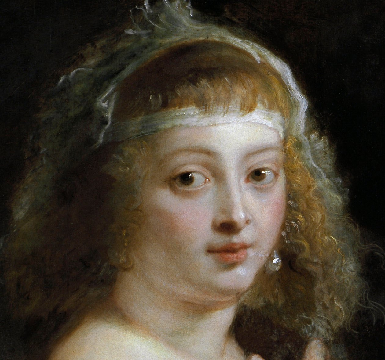 Yksityiskohta Helene Fourmentista turkistakissa tekijältä Peter Paul Rubens