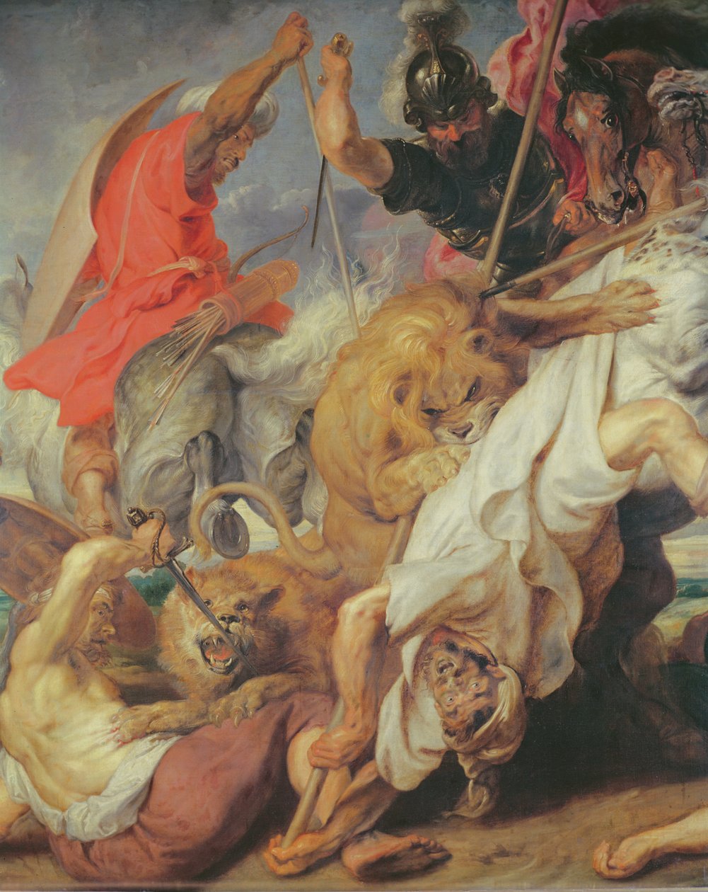 Yksityiskohta Leijonametsästä, 1621 öljy kankaalle katso 203326 ja 196202 tekijältä Peter Paul Rubens