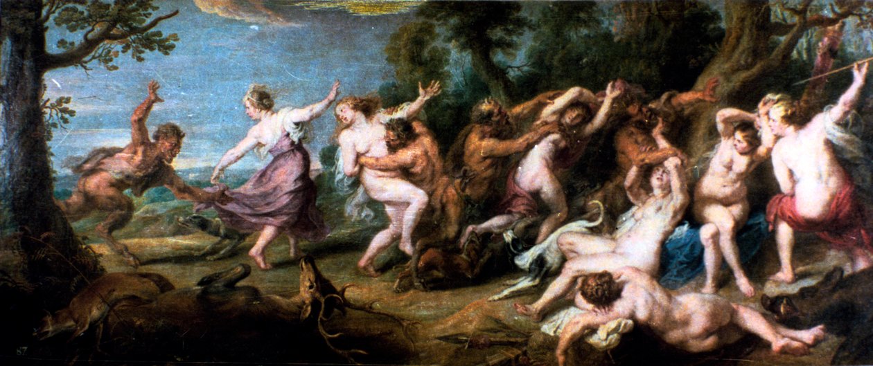 Diana ja hänen nymfinsä faunien yllättämät, 1638-1640 tekijältä Peter Paul Rubens