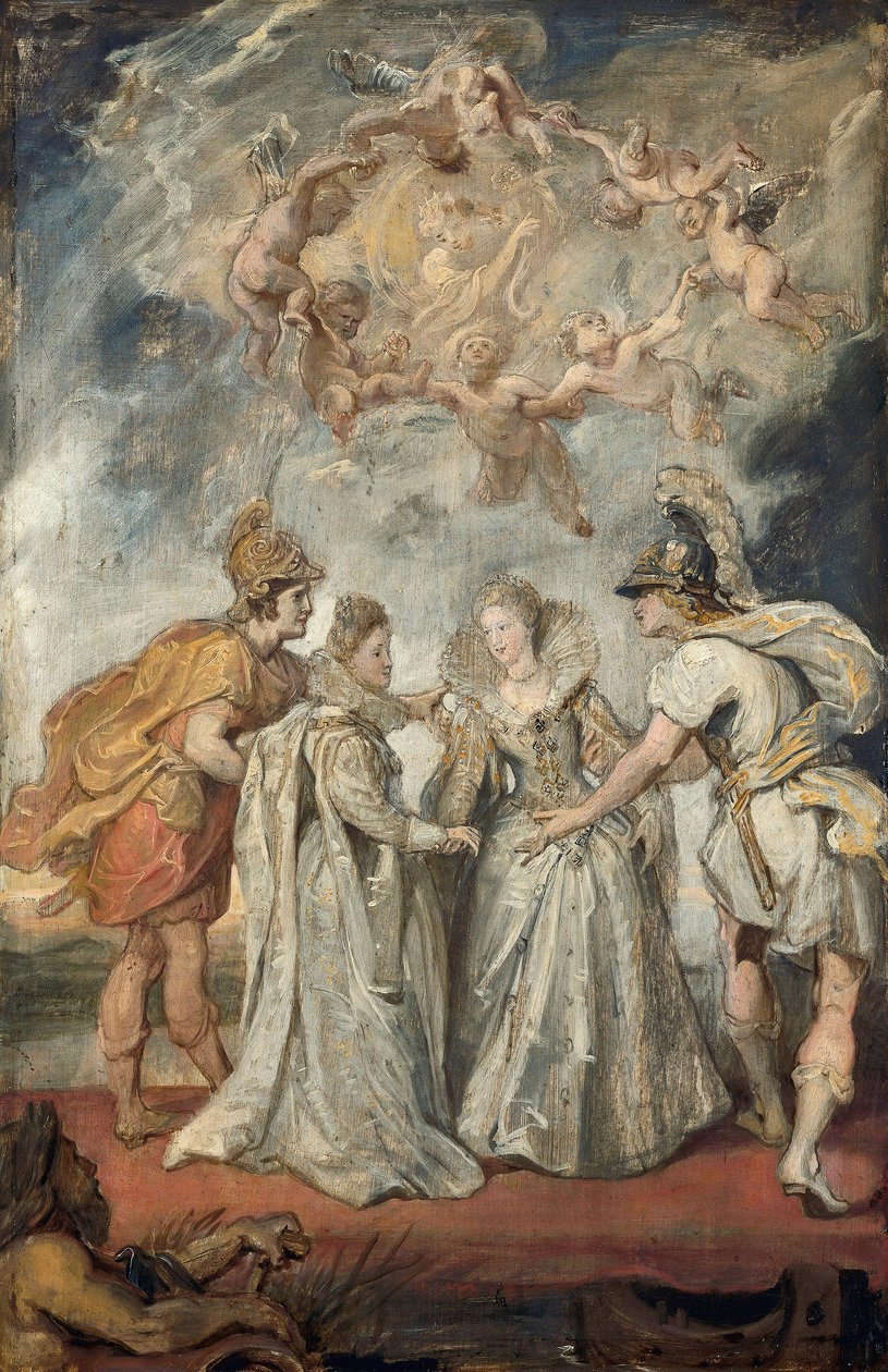 Ranskan ja Espanjan väliset sukulaisuussuhteet (luonnos Medici-sarjaan) tekijältä Peter Paul Rubens