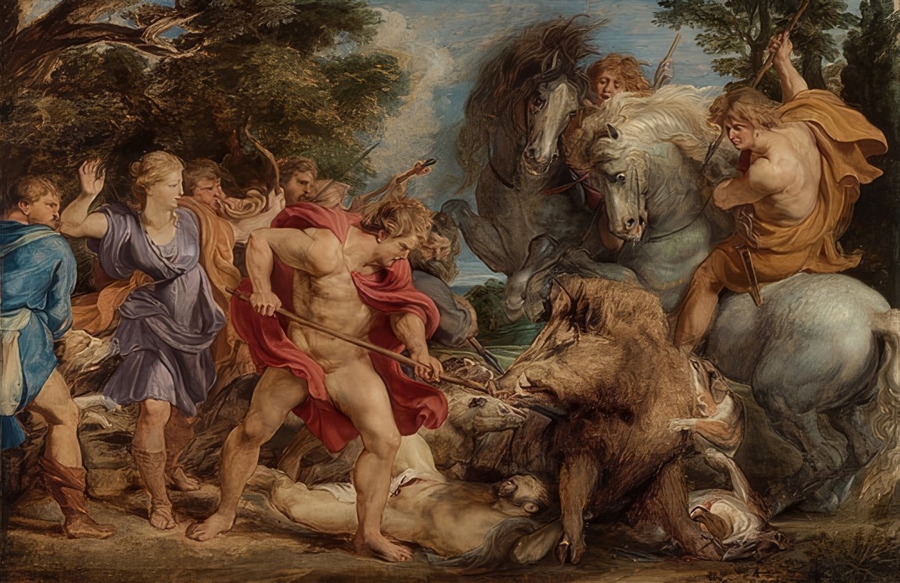Calydonian villisian metsästys. Noin 1611-12 tekijältä Peter Paul Rubens