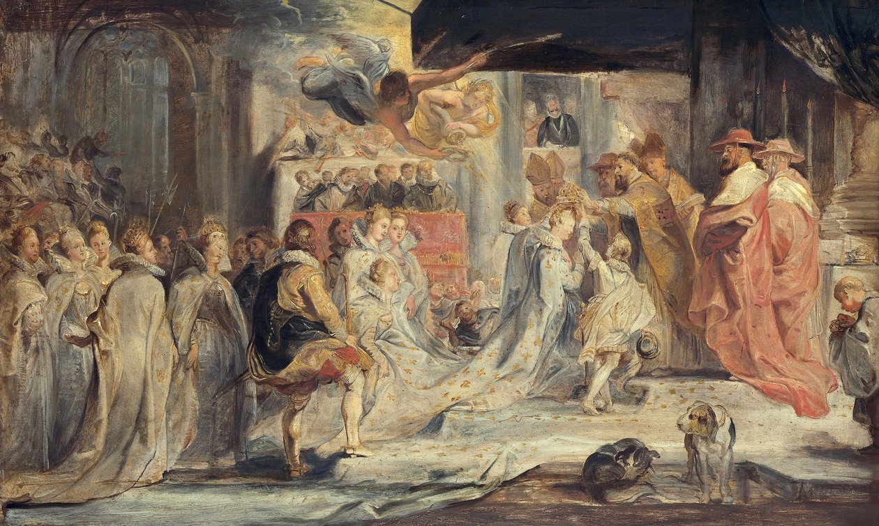 Kuningattaren kruunajaiset (luonnos Medici-sarjaan) tekijältä Peter Paul Rubens