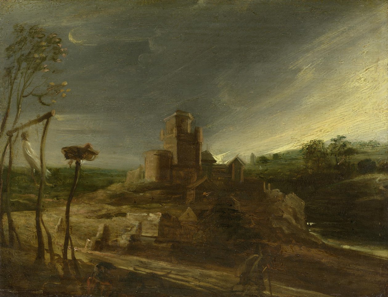 Maisema, jossa on hirsipuu tekijältä Peter Paul Rubens