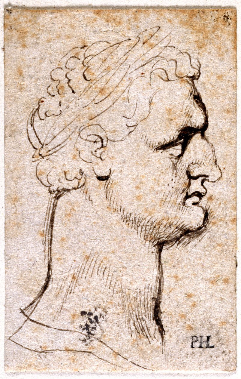 Domitianus, kymmenestä piirroksesta kahdeksasta ensimmäisestä kahdestatoista keisarista, Giovanni da Cavinon mitalien jälkeen (kynä ja muste paperille) tekijältä Peter Paul Rubens