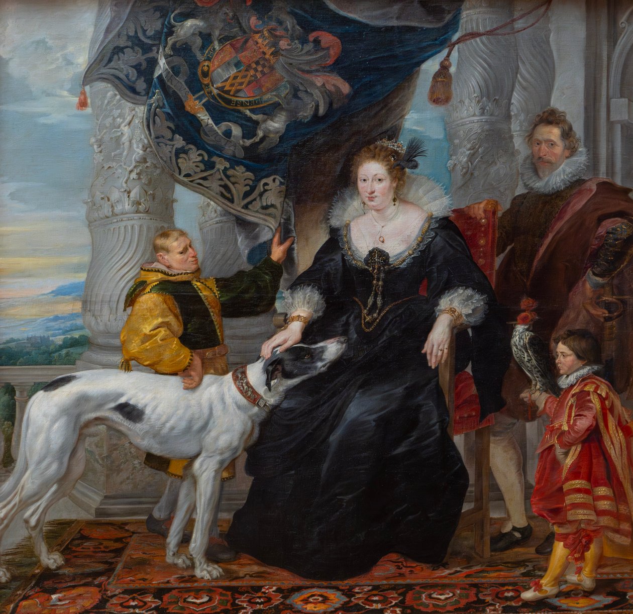 Alethea Talbotin (1585–1654), Arundelin kreivitärin, ja Sir Dudley Carletonin (1573–1632) kaksoismuotokuva, jossa on kaksi palvelijaa tekijältä Peter Paul Rubens