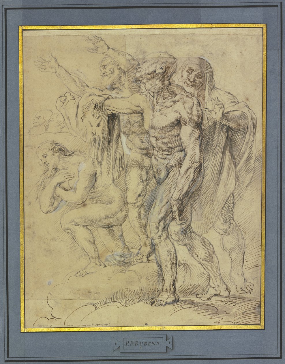 Eva, Maria Magdalena, der Heilige Bartholomäus und ein weiterer für ein Jüngstes Gericht tekijältä Peter Paul Rubens