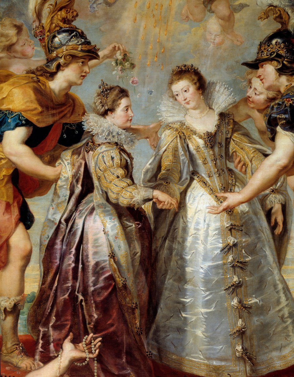 Ranskan ja Espanjan kahden prinsessan vaihto Bidassoa-joella Hendayessa, 11.9.1615 Allegorinen esitys Itävallan Annan ja Ludvig XIII:n avioliitosta toisaalta Isabellan (1602-1644) ja Philip IV:n välillä toisaalta tekijältä Peter Paul Rubens