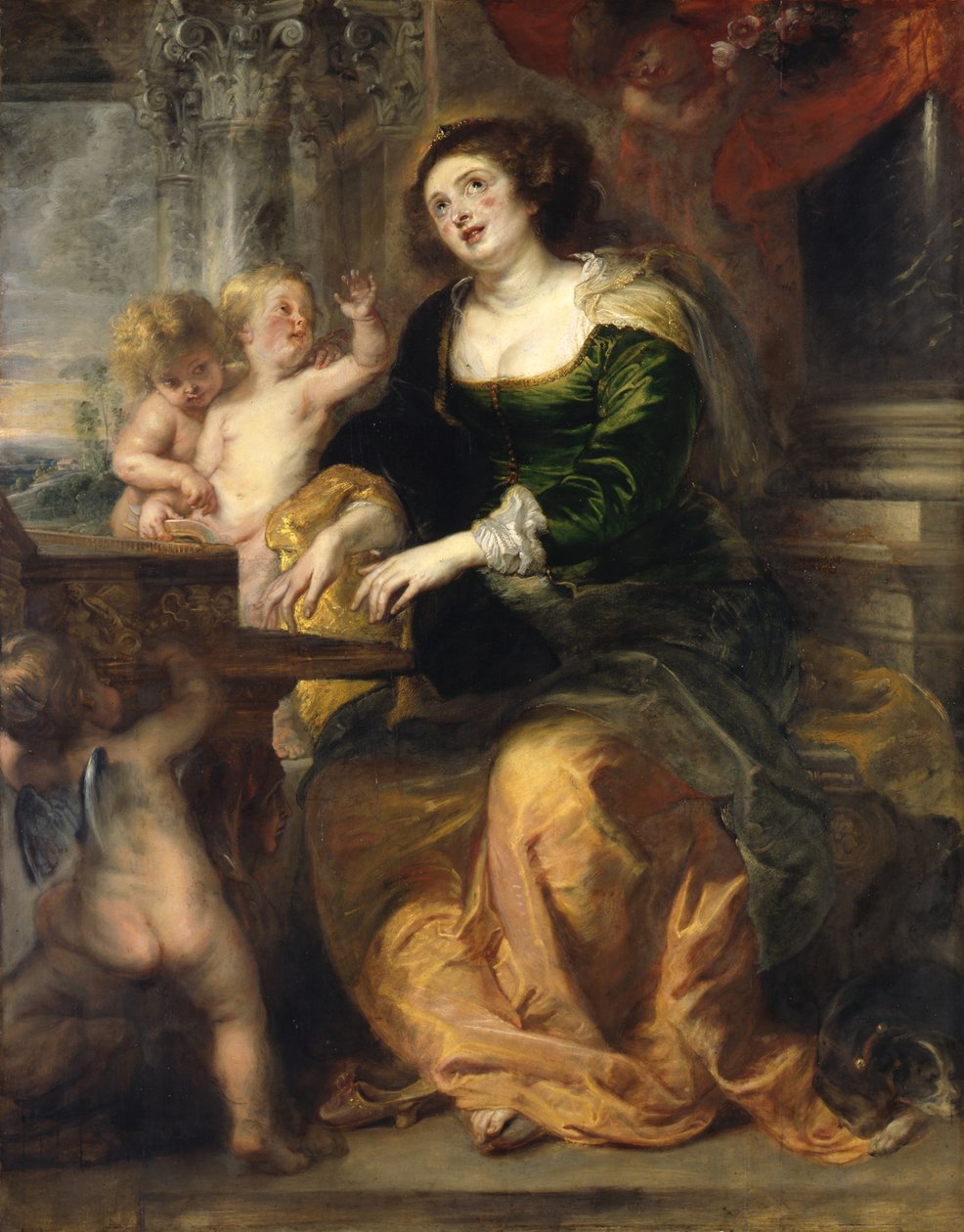 Saksa: Die Heilige Cäcilie Pyhä Cecilia soittaa neitseellistä musiikkia. tekijältä Peter Paul Rubens