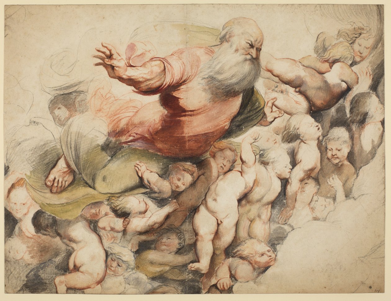 Isä Jumala enkelien tukemana, Pordenonen jälkeen, 1600-03 tekijältä Peter Paul Rubens