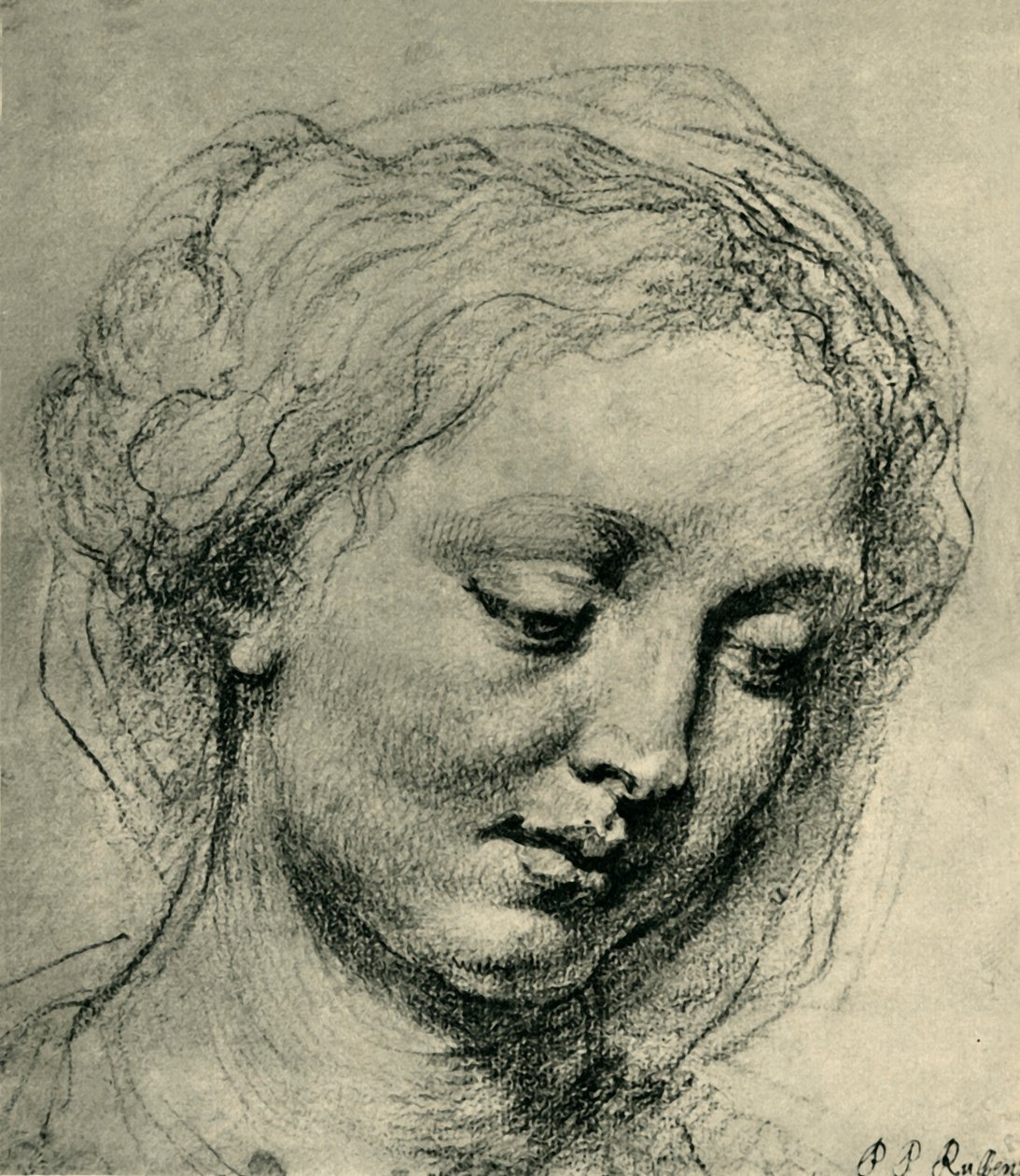 Naisen pää, c1630, 1943. tekijältä Peter Paul Rubens