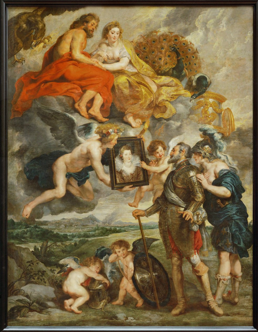 Henrik IV vastaanottaa Marie de Medicisin muotokuvan. tekijältä Peter Paul Rubens