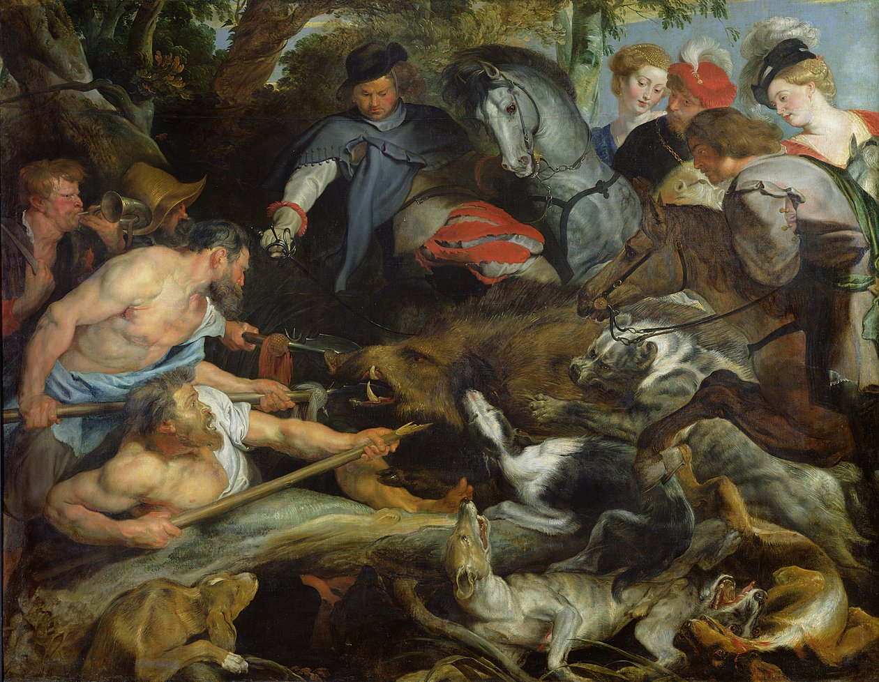 Villisian metsästys, n. 1615-1616 tekijältä Peter Paul Rubens