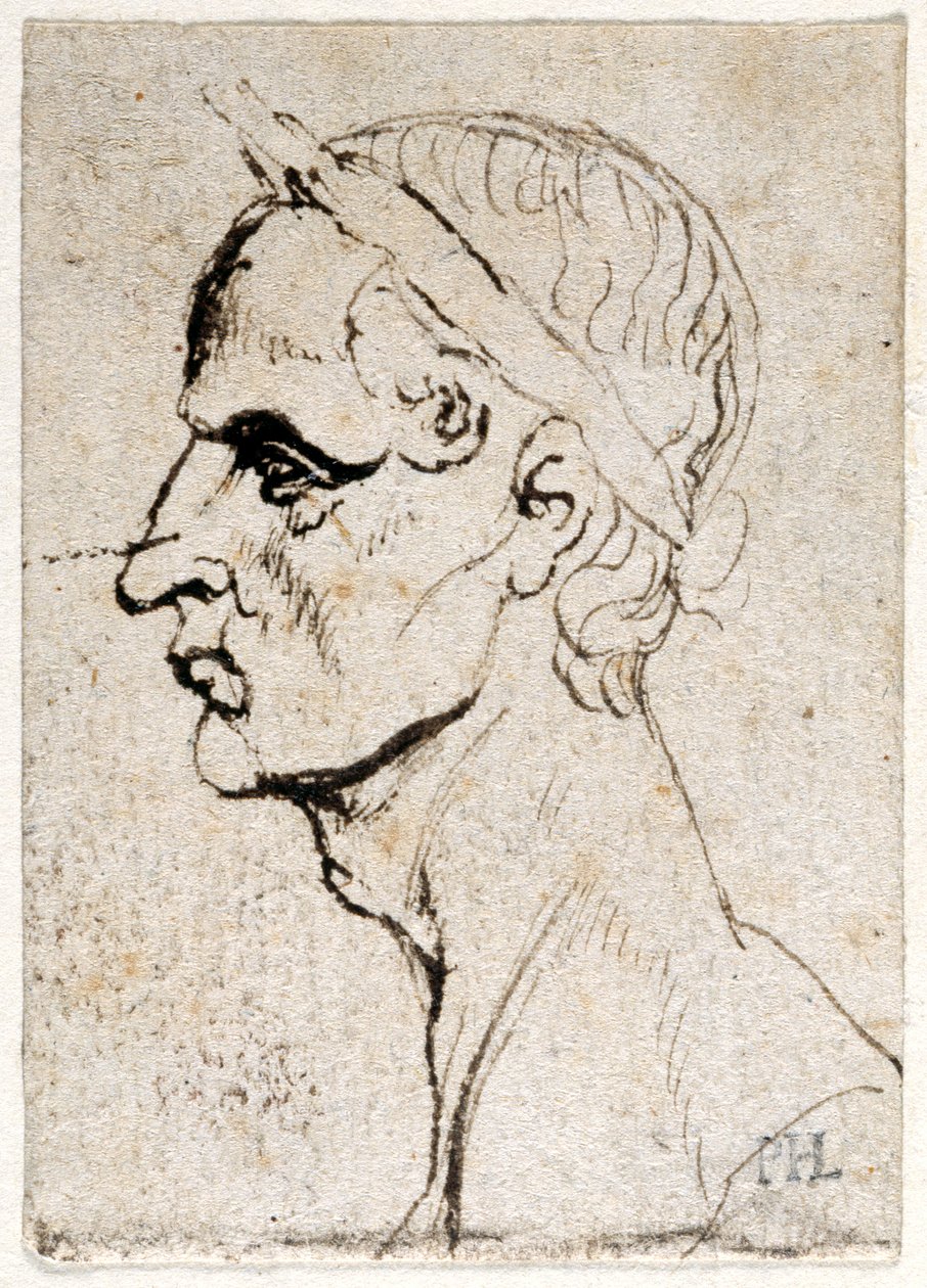 Julius Caesar, kymmenestä piirroksesta kahdeksasta ensimmäisestä kahdestatoista Caesarista, Giovanni da Cavinon mitalien jälkeen (kynä ja muste paperille) tekijältä Peter Paul Rubens