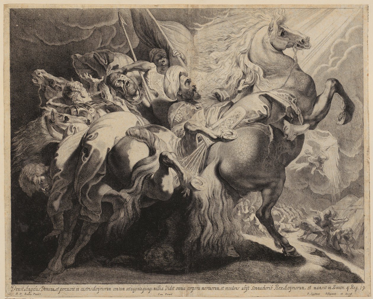 Assyrian valtakunnan kuningas Sanherib putoaa hevoseltaan tekijältä Peter Paul Rubens