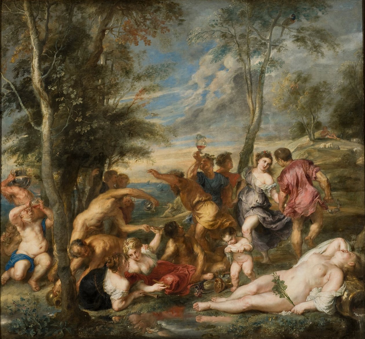 La Bacchanale des Andriens (et Ariane endormie) - Andrialaisten bakkanaali - Rubens, Pieter Paul (1577-1640) - 1630-luku - Öljy kankaalle - 200x215 - Tukholman kansallismuseo tekijältä Peter Paul Rubens