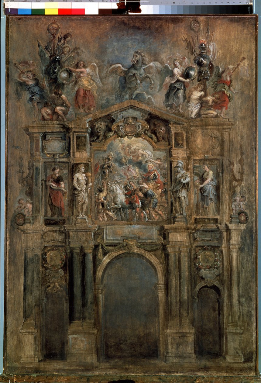Ferdinandin kaari (Ferdinandin kaari). Valmistettu Espanjan kuvernöörin, Itävallan kardinaalilapsen Don Ferdinandin (tai Habsburgin Ferdinandin) saapumisesta Alankomaihin tekijältä Peter Paul Rubens