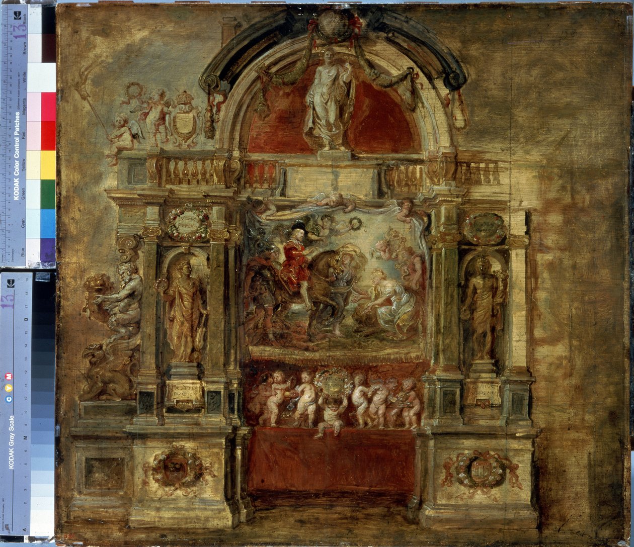 Prinssi Ferdinandin saapuminen. Peter Paul (Pierre-Paul) Rubensin (tai Peter Paul tai Petrus Paulus) maalaus (1577-1640). Öljy puulle, 73 x 78 cm tekijältä Peter Paul Rubens
