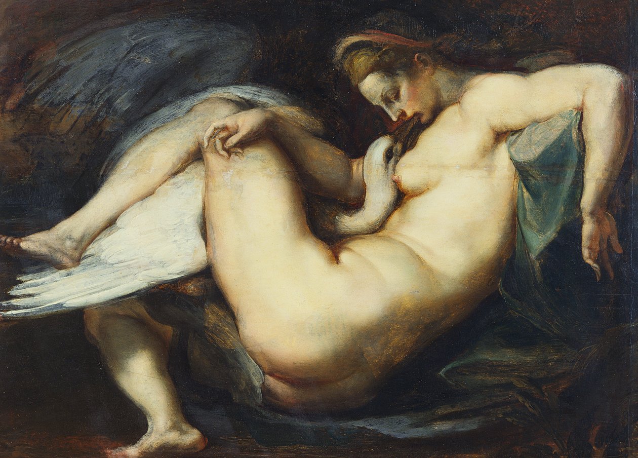 Leda ja joutsen (öljy paneelissa) tekijältä Peter Paul Rubens