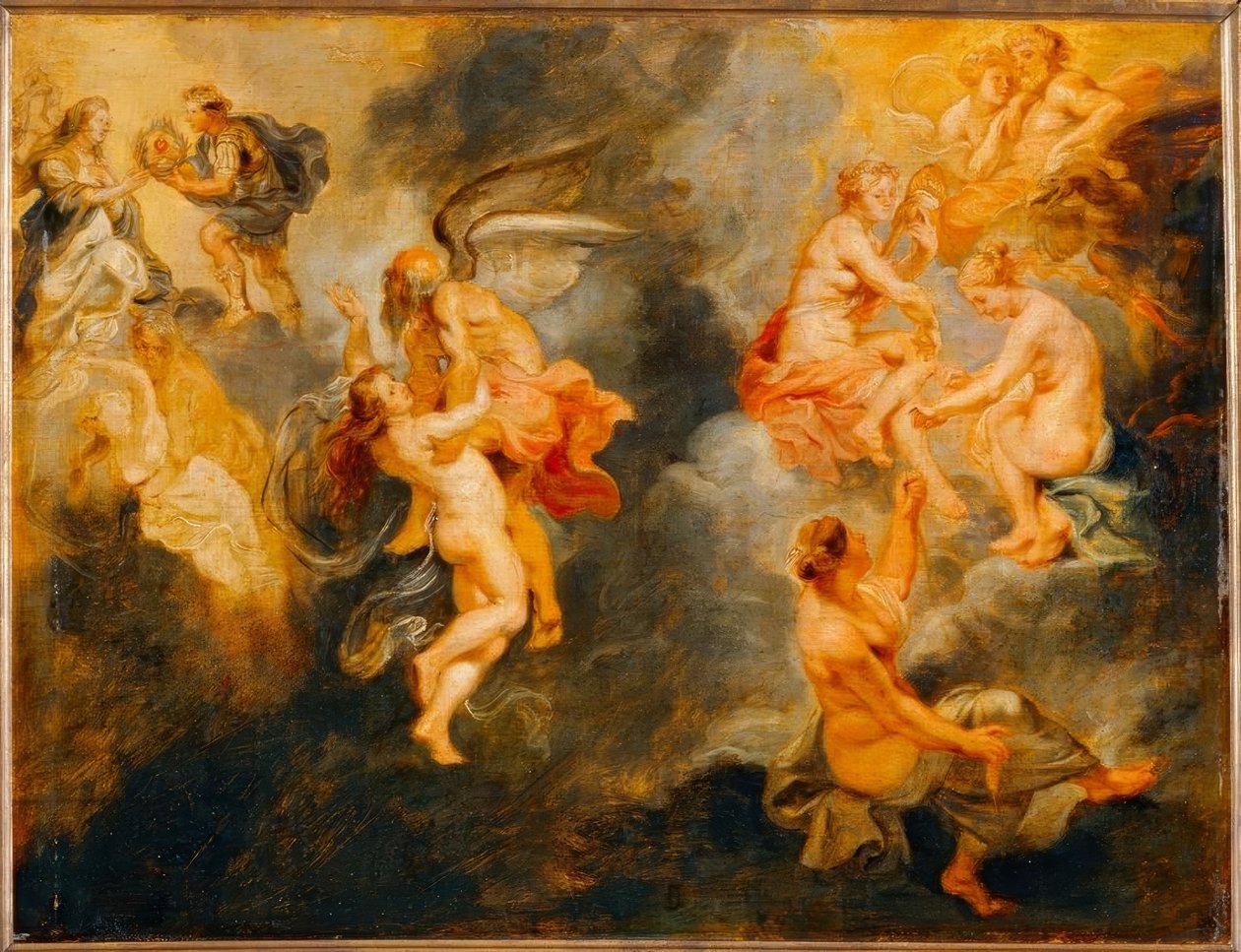 Les trois parques filant la destinee de Marie Medicis tekijältä Peter Paul Rubens