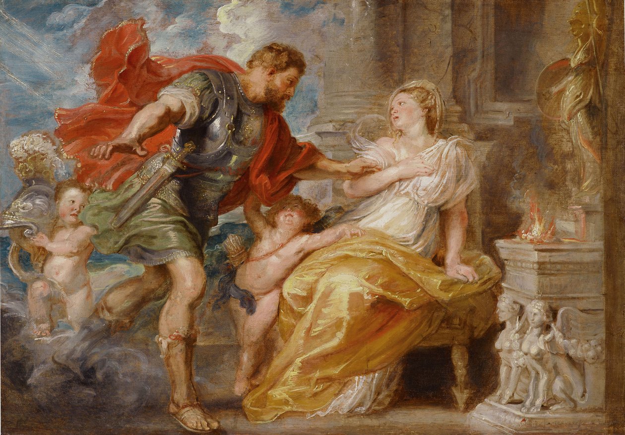 Mars ja Rhea Silvia. (joskus nimeltään Ilia on kaksosten Remus ja Romulus äiti). Peter Paul Rubensin (1577-1640) maalaus, öljy kankaalle, noin 1616-1617. flaamilaista taidetta tekijältä Peter Paul Rubens