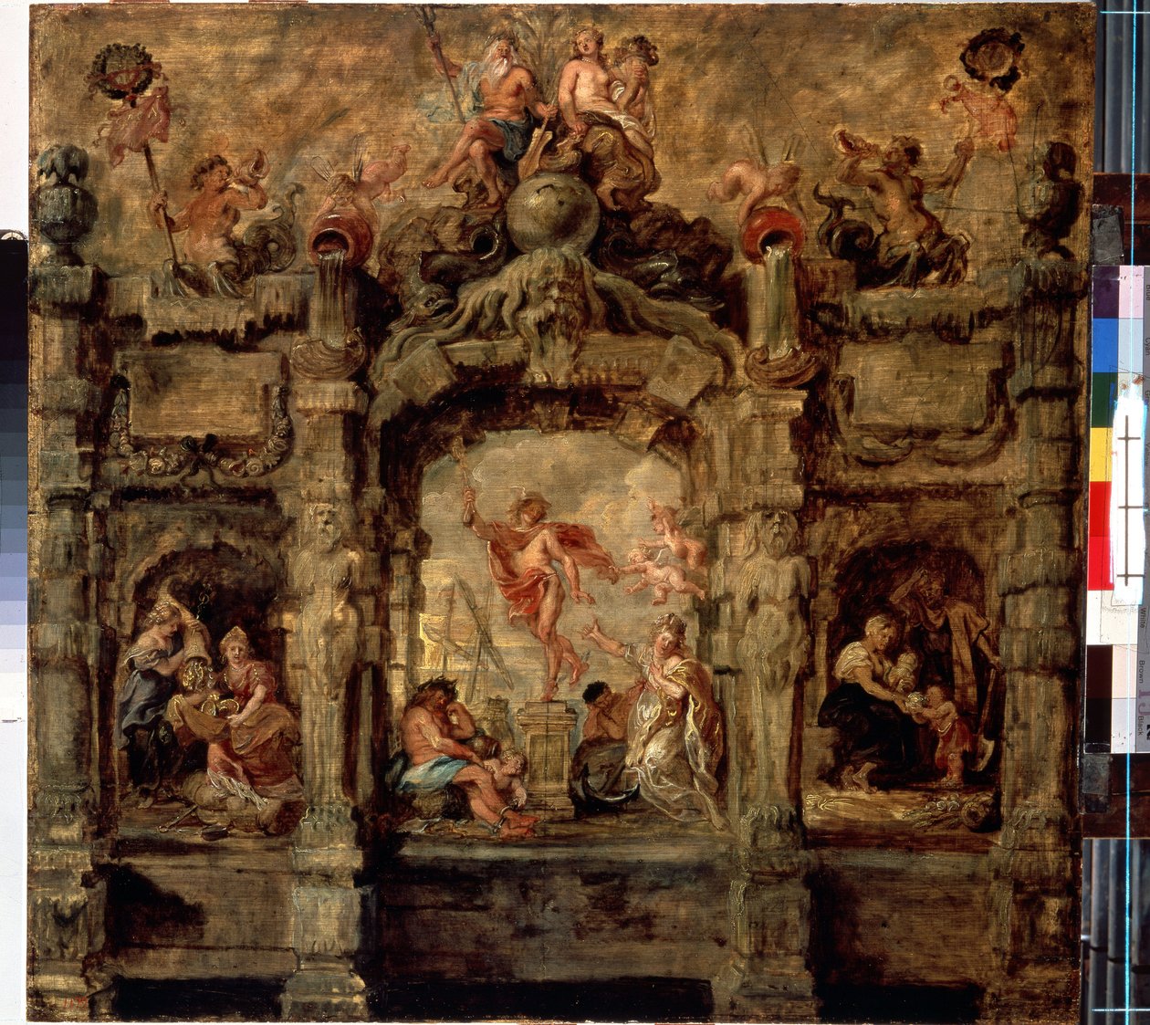 Merkurius siirtyy pois. Peter Paul (Pierre-Paul) Rubensin (tai Peter Paul tai Petrus Paulus) maalaus (1577-1640). Öljy puulle, 76 x 79 cm tekijältä Peter Paul Rubens