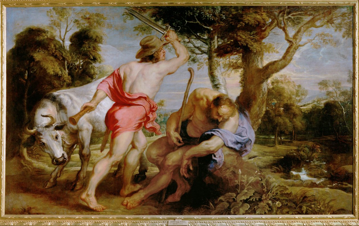 Merkurius ja Argos (maalaus kankaalle) tekijältä Peter Paul Rubens