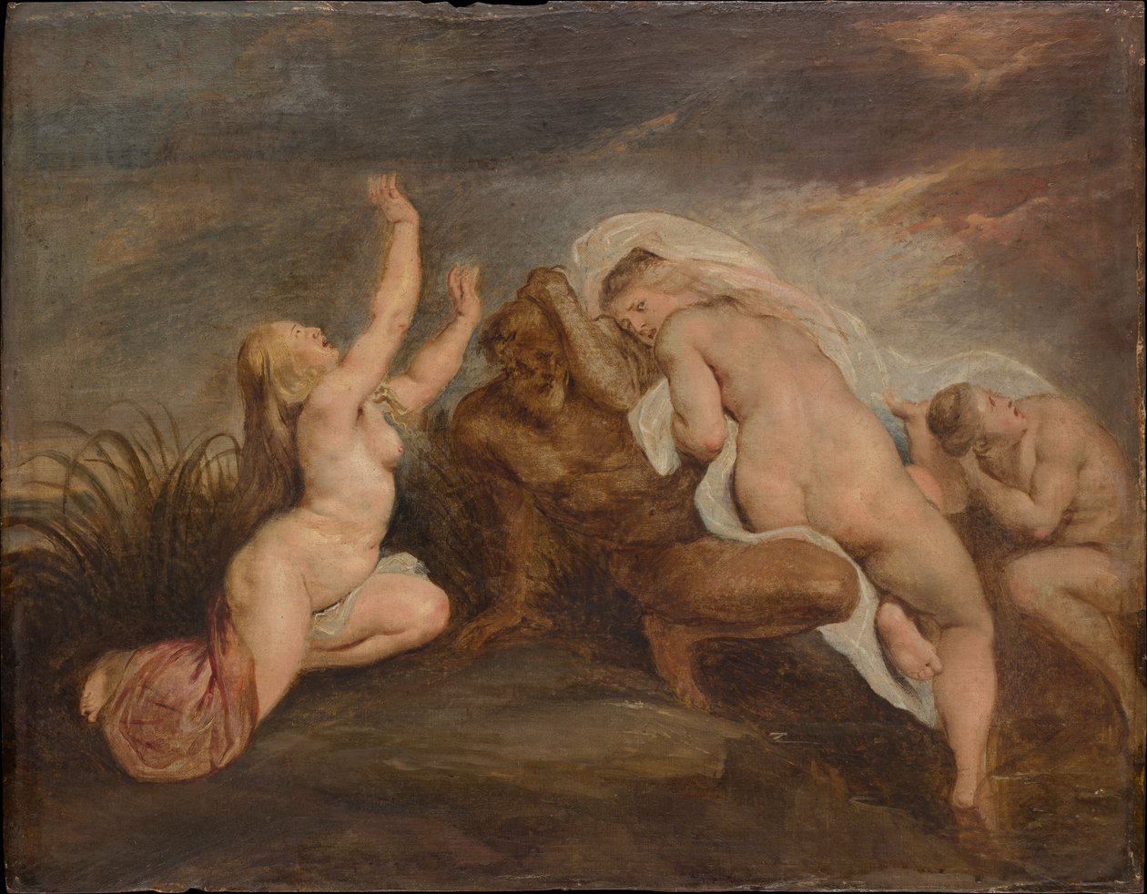 Nymfit ja jokijumala (katkelma Phaetonin putoamista kuvaavasta teoksesta) tekijältä Peter Paul Rubens