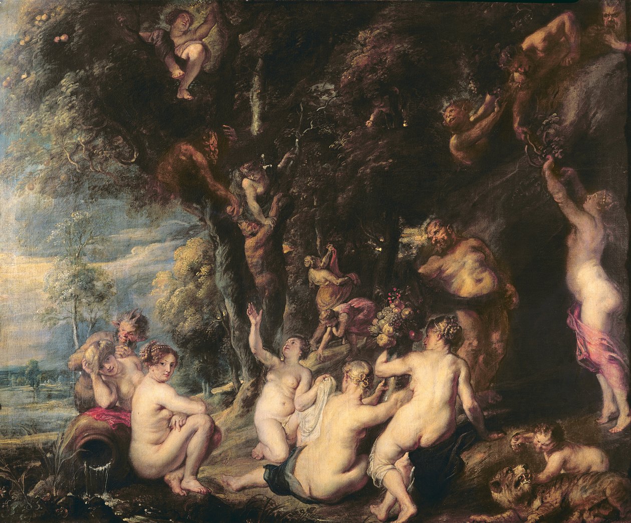 Nymfit ja satyyrit, n. 1635 (öljy kankaalle) tekijältä Peter Paul Rubens