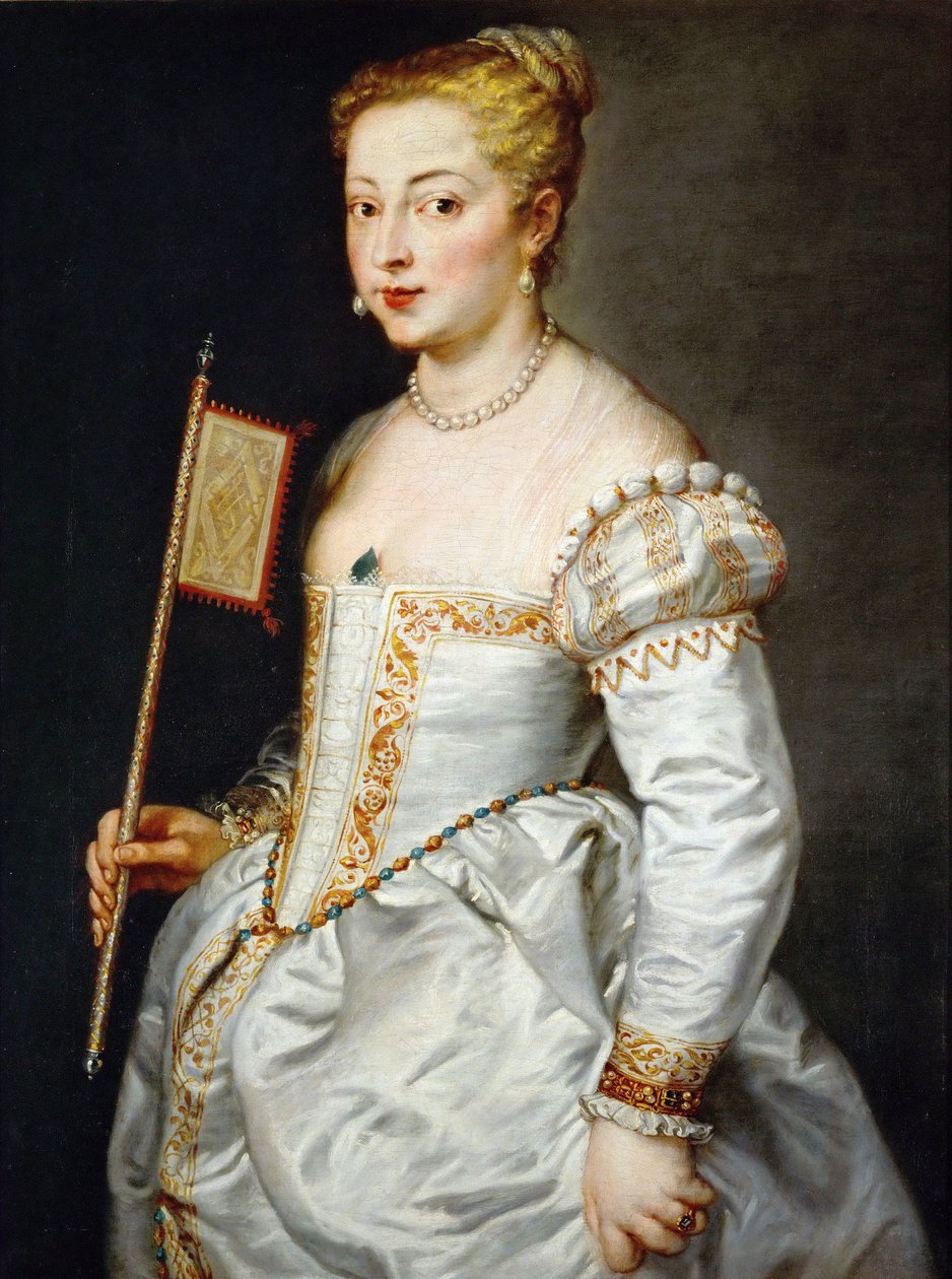 ""Muotokuva nuoresta tytöstä tuulettimella"" (Tyttö tuulettimella) Pieter Paul Rubensin (1577-1640) maalaus - noin 1628-1629 - Öljy kankaalle Koko 96x73 cm Taidehistoriallinen museo, Wien tekijältä Peter Paul Rubens