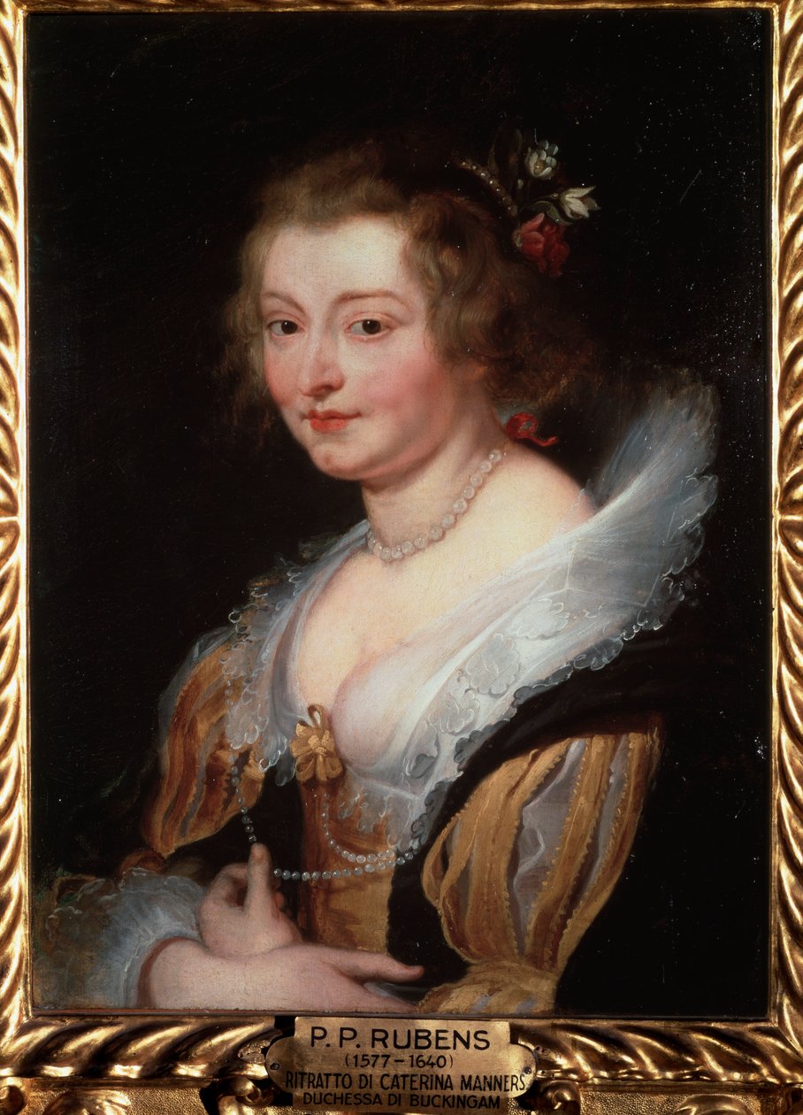 Buckinghamin herttuattaren Catherine Mannersin muotokuva - öljytaulu, n. 1625-1629 tekijältä Peter Paul Rubens