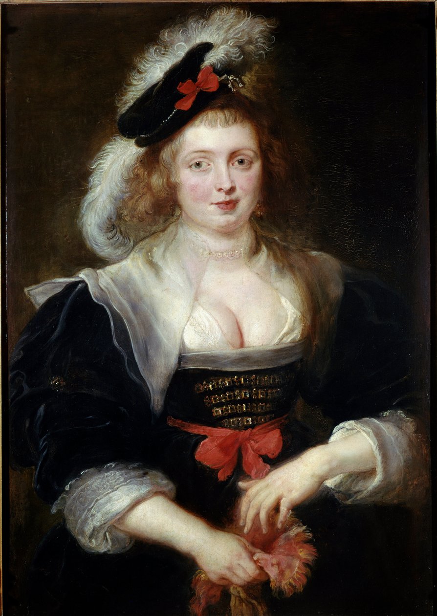 Helene Fourmentin (1614-1673) muotokuva hanskassa Taiteilijan vaimon muotokuva. Pierre Paulin (Pierre-Paul) Rubensin (tai Peter Paulin tai Petrus Pauluksen) maalaus (1577-1640) 1630-1631 Dim. 96,6 x 69,3 cm. Alte Pinakothek, Bayerische Staatsgemaeldesammlu tekijältä Peter Paul Rubens