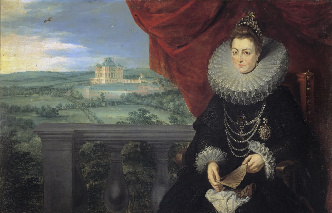 Espanjalaisen Isabella Clara Eugenian muotokuva 1566-1633, n. 1615 tekijältä Peter Paul Rubens