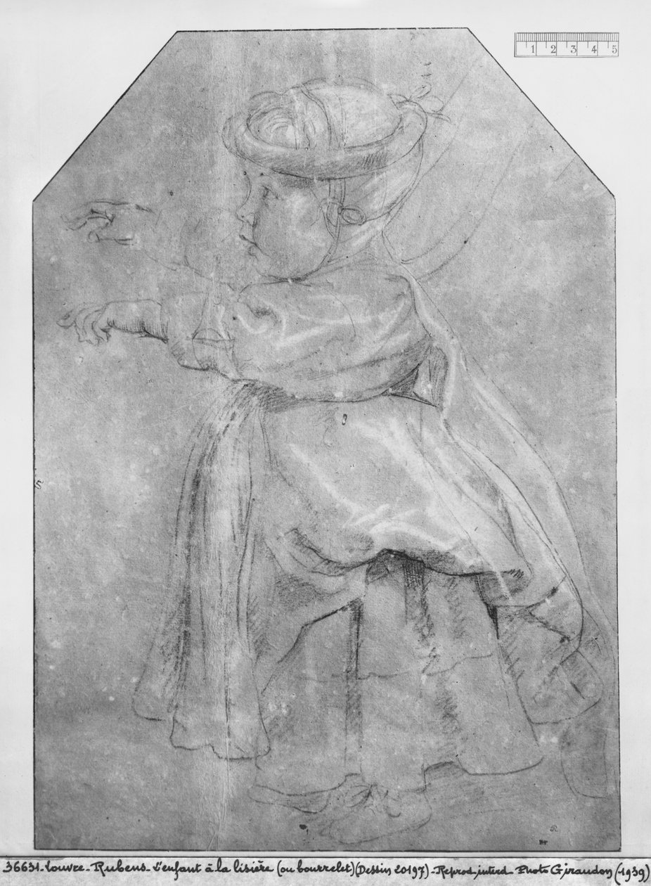 Isabelle Helene Rubensin, taiteilijan tyttären, muotokuva, 1636 (pierre noire ja punaliitu ja valkoiset korostukset ruskealla paperilla). tekijältä Peter Paul Rubens