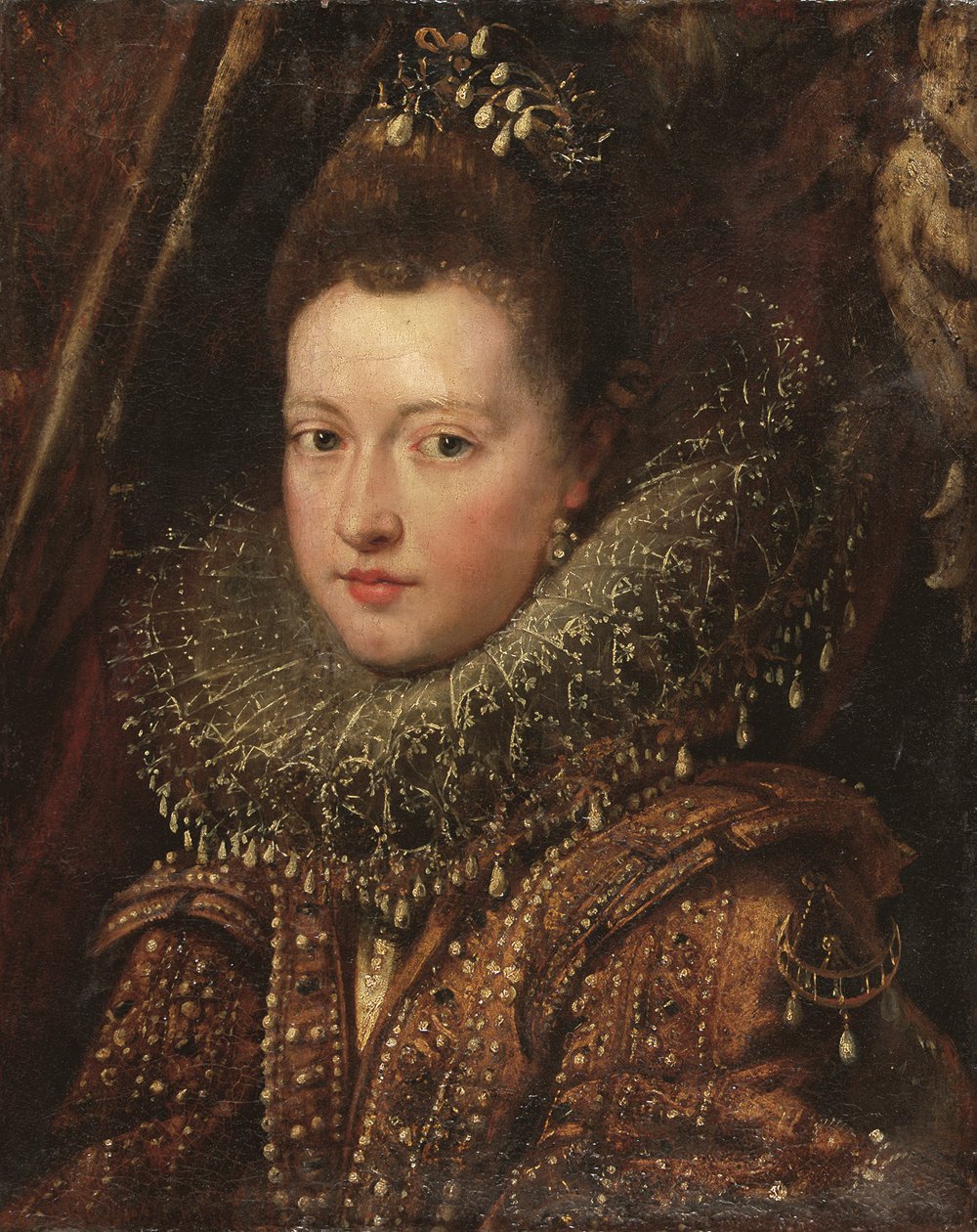Prinsessa Margherita Gonzagan muotokuva, rinnan pituus - fragmentti (öljy kankaalle) tekijältä Peter Paul Rubens