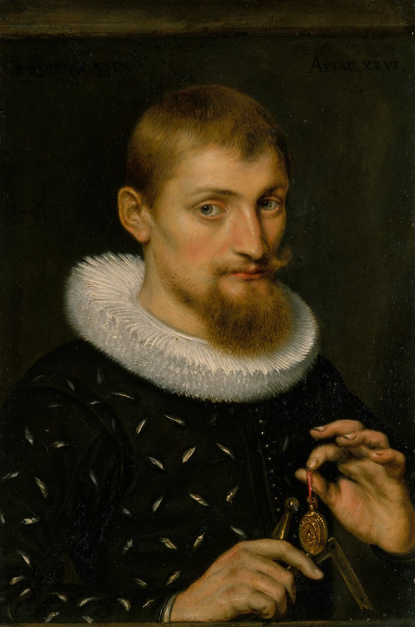 Miehen muotokuva, mahdollisesti arkkitehti tai maantieteilijä, 1597. tekijältä Peter Paul Rubens