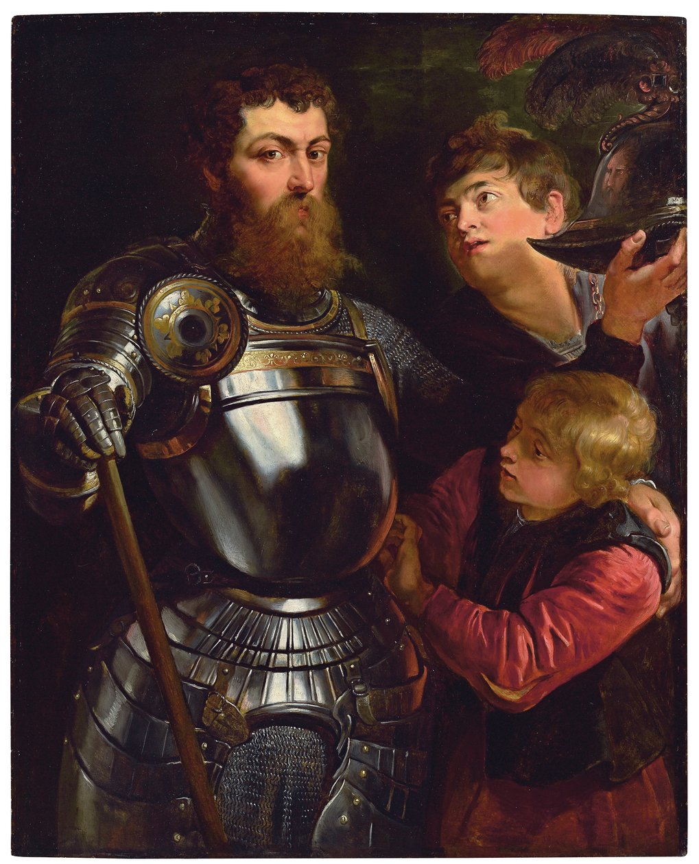 Kolmen neljäsosan pituinen komentajan muotokuva, joka on pukeutunut taisteluun tekijältä Peter Paul Rubens