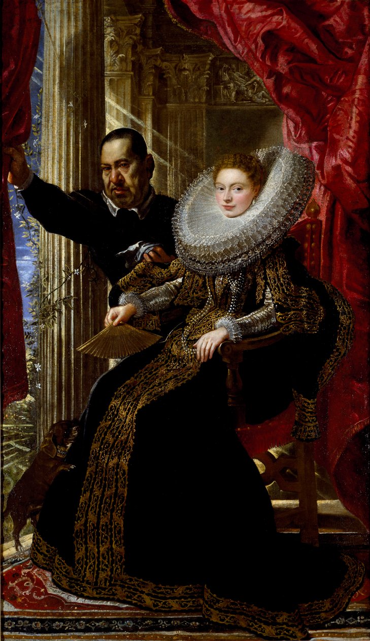 Nuoren aristokraattinaisen muotokuva kääpiön kanssa (öljy kankaalle tekijältä Peter Paul Rubens