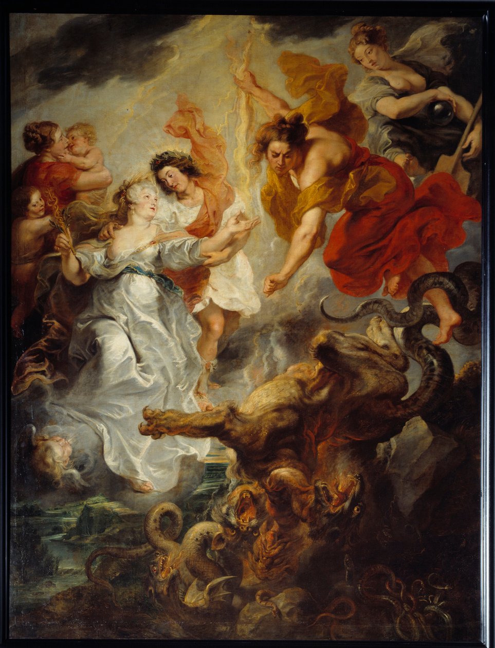 Medicin kuningatar Marian (1573-1642) ja hänen poikansa Ludvig XIII:n sovinto Concinin kuoleman jälkeen joulukuussa tekijältä Peter Paul Rubens