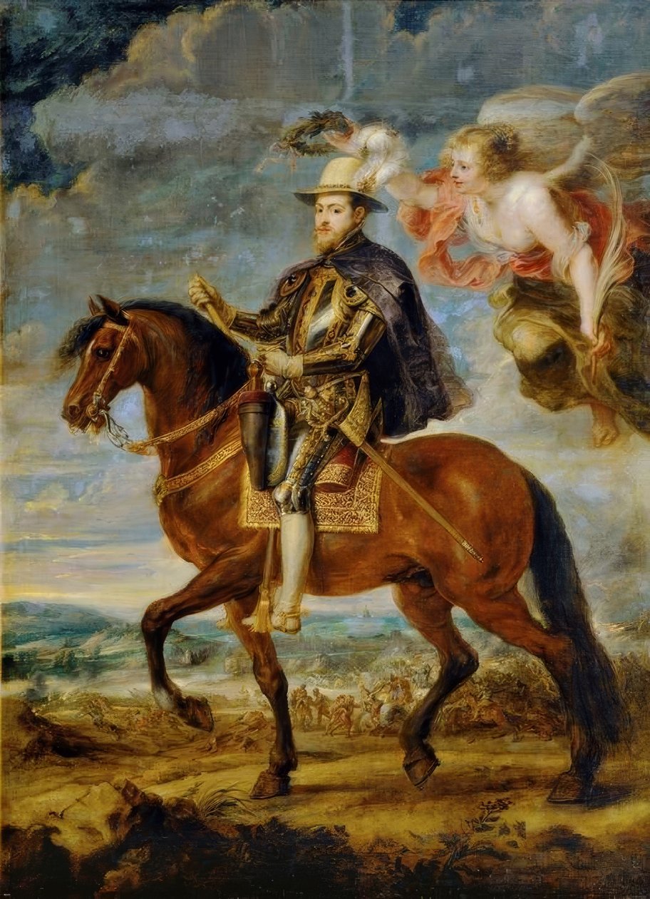Reiterbildnis Philipps II. in der Schlacht von St. Quentin 1557 tekijältä Peter Paul Rubens