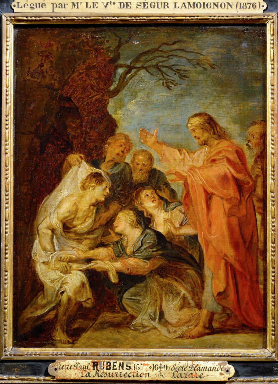 Lasaruksen ylösnousemus, Berliinin luonnos (maalaus puulle) tekijältä Peter Paul Rubens