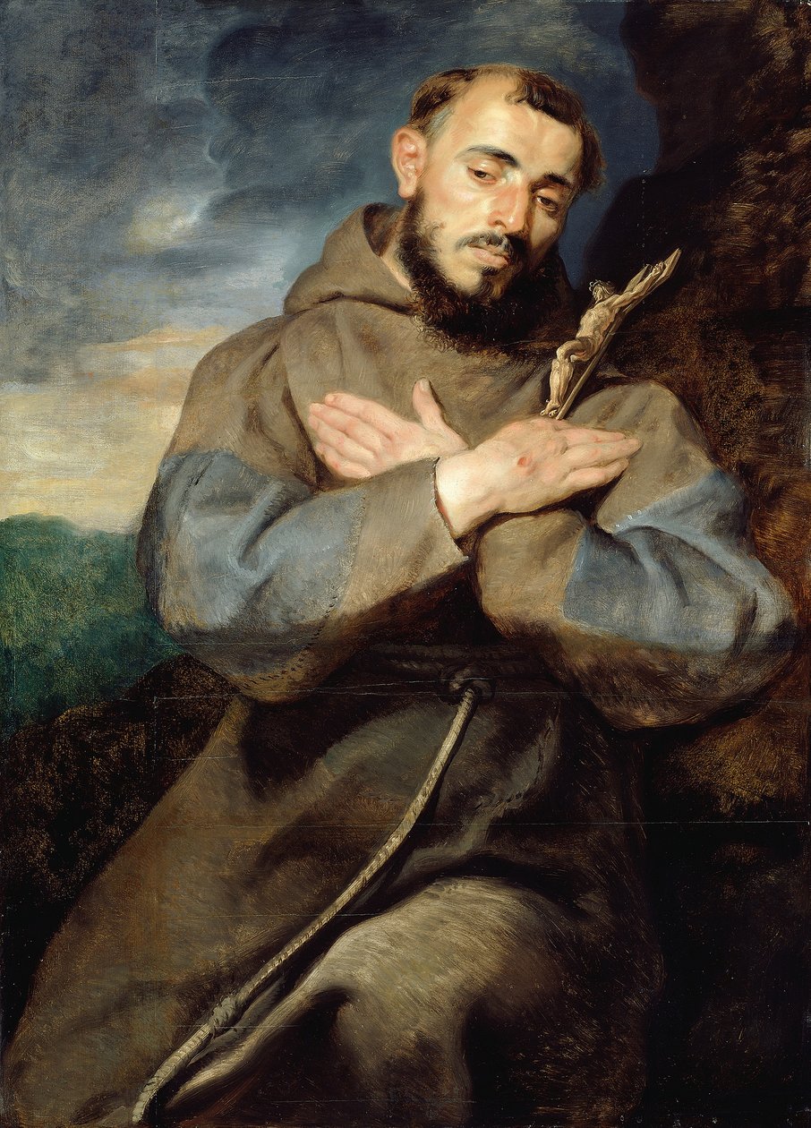 Pyhä Fransiskus, noin 1615 (öljy paneelille) tekijältä Peter Paul Rubens
